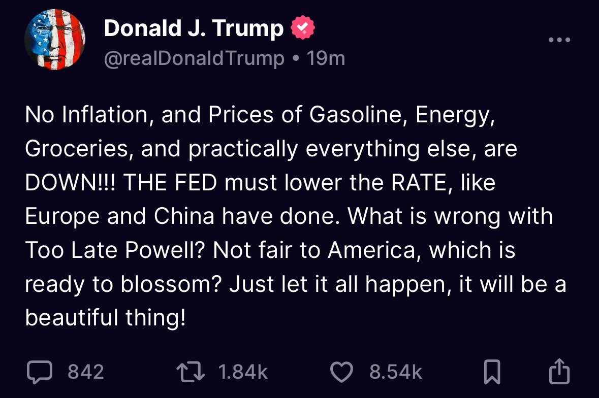 🟦"Trump Accusa Powell: 'Non è Equo con l'America' per il Rifiuto di Abbattere i Tassi di Interesse"