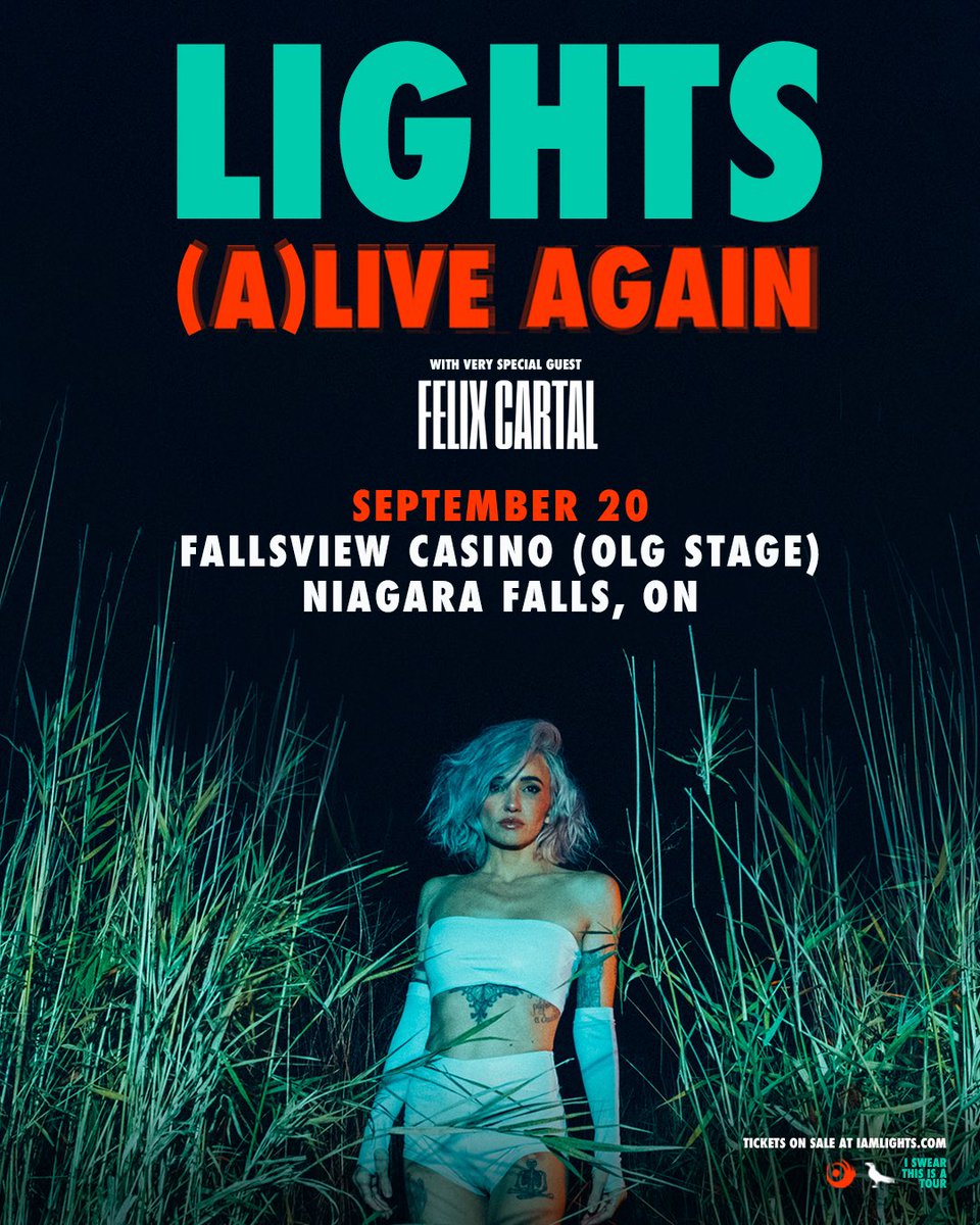 Lights (@lights) on Twitter photo NIAGARA! It’s been a bit since I’ve been back but I bring tidings. The (A)live Again tour is coming Sat Sept 20, along with my friend <a href="/felixcartal/">felix cartal</a> 🙇♀️ Tickets on sale Friday 10 AM, with pre-sale starting tmrw at 10 AM. Want the code? Sign up at iamlights.com NIAGARA! It’s been a bit since I’ve been back but I bring tidings. The (A)live Again tour is coming Sat Sept 20, along with my friend <a href="/felixcartal/">felix cartal</a> 🙇♀️ Tickets on sale Friday 10 AM, with pre-sale starting tmrw at 10 AM. Want the code? Sign up at iamlights.com