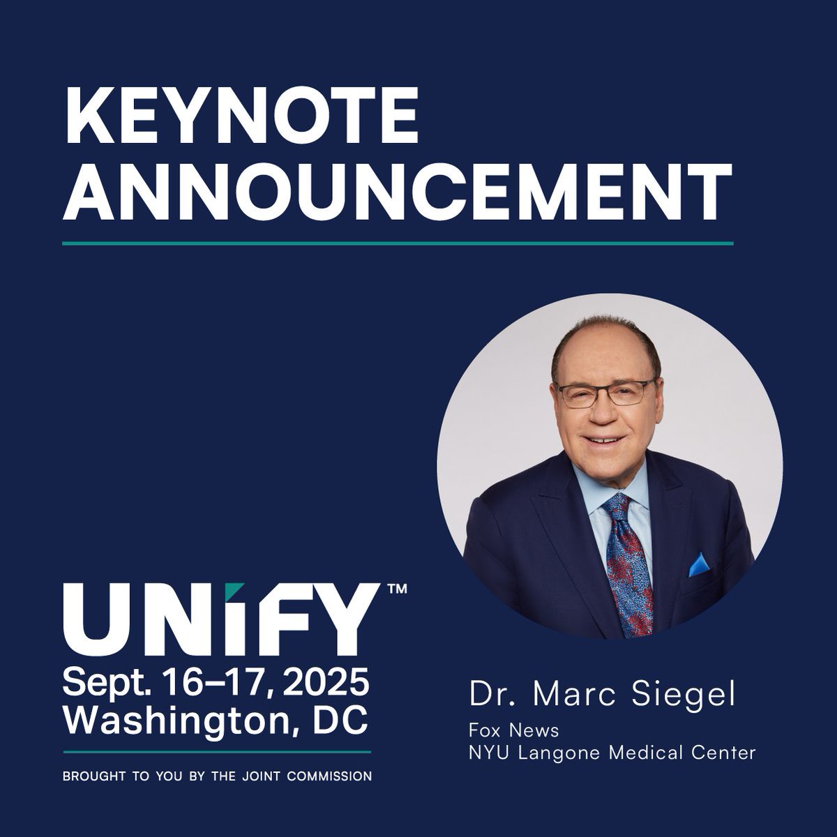 The Joint Commission (@tjcommission) on Twitter photo 📣 Announcing our first keynote for #UNIFY2025: Convening for Quality!
Join us to hear from <a href="/DrMarcSiegel/">Marc Siegel MD</a>, whose distinguished career in media and medicine has placed him at the forefront of the largest conversations in healthcare.
Save your seat: bit.ly/4mb2TfK 📣 Announcing our first keynote for #UNIFY2025: Convening for Quality!
Join us to hear from <a href="/DrMarcSiegel/">Marc Siegel MD</a>, whose distinguished career in media and medicine has placed him at the forefront of the largest conversations in healthcare.
Save your seat: bit.ly/4mb2TfK