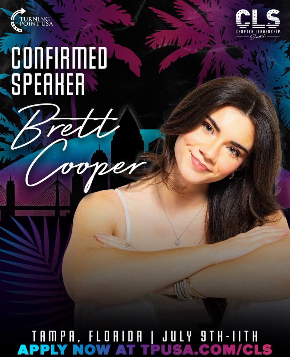 Brett Cooper is coming to CLS 2025! 🔥

One of the top voices in the conservative movement—you won’t want to miss her!!She’s bringing the energy, the truth, and the vibes!🇺🇸✨

Apply now at 🔗 tpusa.com/cls and join us in Tampa!🌴