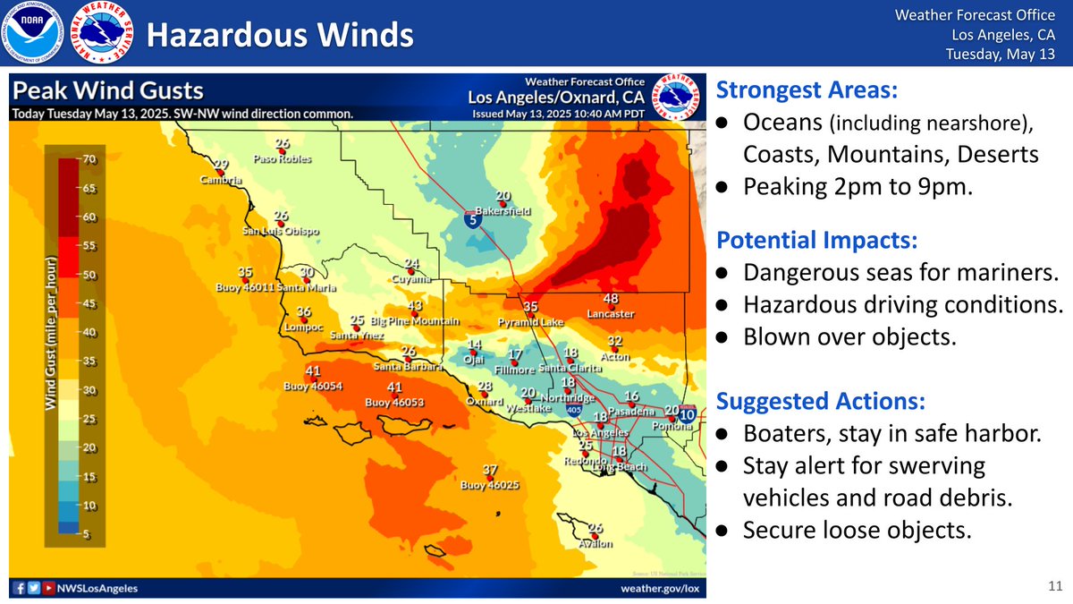 Another windy day today, especially later this afternoon and evening. #cawx