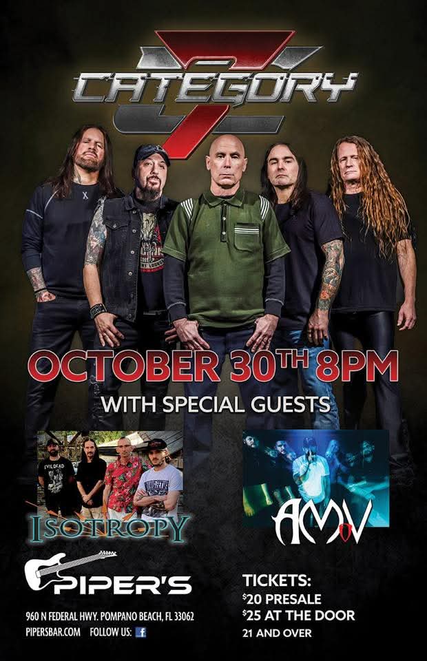 category7band (@category7band) on Twitter photo Category 7 is coming to Pompano Beach, Florida @ Piper's Pub on October 30th w/guests Isotropy & AMOV!
Grab your Tickets HERE: pipersbar.com/event/category…
C7 VIP Meet & Greet Packages coming soon!!
#pompanobeach #Florida #category7 <a href="/MetalBlade/">Metal Blade Records</a> Category 7 is coming to Pompano Beach, Florida @ Piper's Pub on October 30th w/guests Isotropy & AMOV!
Grab your Tickets HERE: pipersbar.com/event/category…
C7 VIP Meet & Greet Packages coming soon!!
#pompanobeach #Florida #category7 <a href="/MetalBlade/">Metal Blade Records</a>