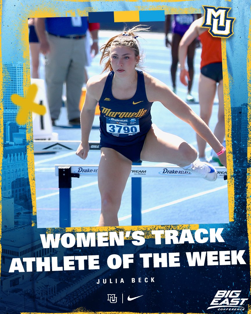 𝐖𝐨𝐦𝐞𝐧'𝐬 𝐓𝐫𝐚𝐜𝐤 𝐀𝐭𝐡𝐥𝐞𝐭𝐞 𝐨𝐟 𝐭𝐡𝐞 𝐖𝐞𝐞𝐤

Julia Beck owns the third-best 100 hurdles time in the conference after tying the program record last weekend with a 13.96 second race at the Uncaged Eagle Open.

#WeAreMarquette