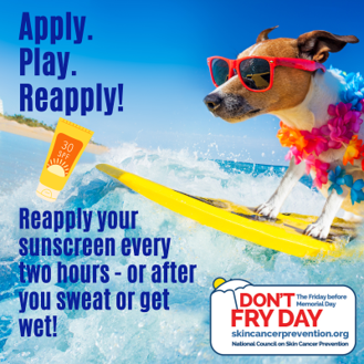 Protect yourself and those you love by wearing your sunscreen every day–even when it’s cloudy. Regularly reapply every two hours or after you sweat or get wet! #DontFryDay #NIHHIS #HeatSafety #mowx #ilwx #stlwx