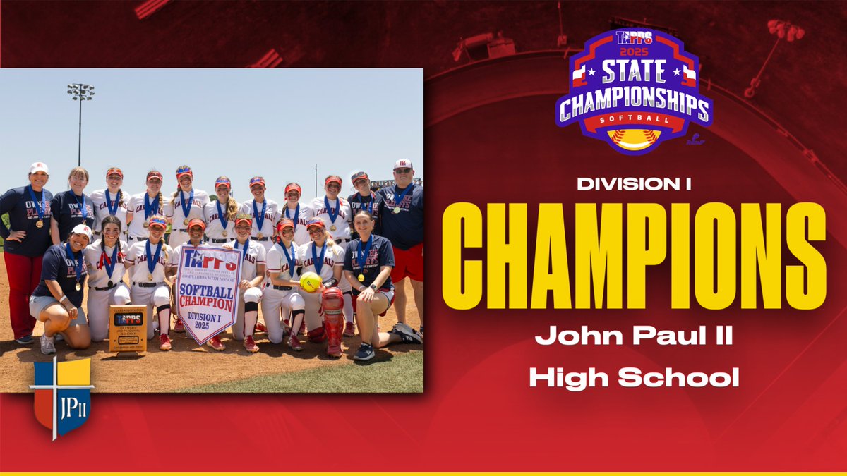 Congratulations to John Paul II High School, your Division I 2025 #TAPPSsoftball State Champions!! 🥎