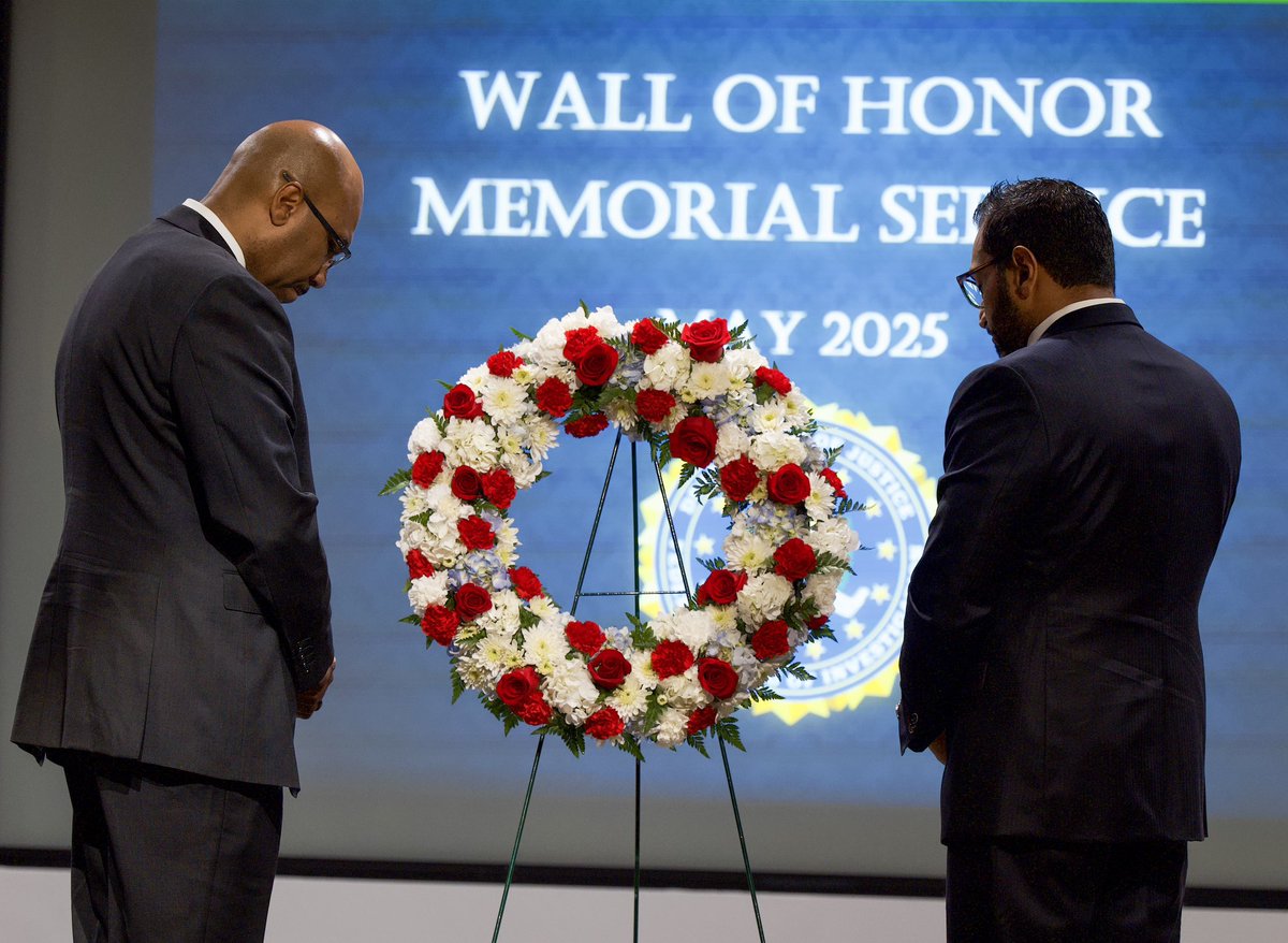FBIDirectorKash's tweet image. Today, the @FBI held our annual Wall of Honor Memorial Service — my first since becoming FBI Director.
This is a day where we remember the lives and service of our fallen FBI members — and just as importantly, it’s a day to honor the families they left behind.
The names on…
