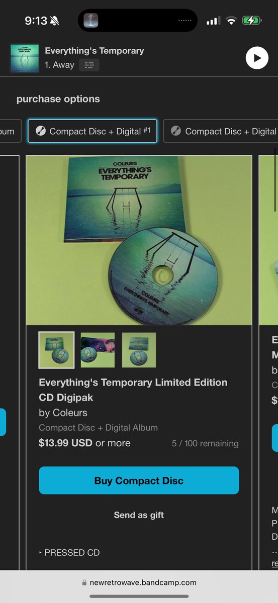 Coleurs (@coleursmusic) on Twitter photo Close to selling out both cd’s and mini discs on bandcamp. Grab yours today before it’s gone. 👇 <a href="/NewRetroWave/">NewRetroWave</a>
newretrowave.bandcamp.com/album/everythi… Close to selling out both cd’s and mini discs on bandcamp. Grab yours today before it’s gone. 👇 <a href="/NewRetroWave/">NewRetroWave</a>
newretrowave.bandcamp.com/album/everythi…