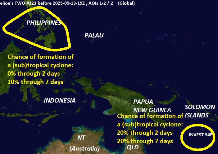 elioeFIN's tweet photo. A slight chance of tropical cyclogenesis exists near Philippines in 2-6 days.
Tropical Low #34U / Invest #94P has a low development chance within two days. https://t.co/nNkK0LW1jN