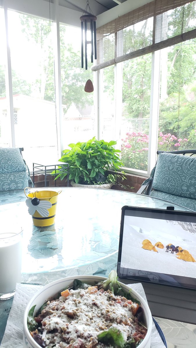 rwyjunior's tweet photo. It's #BigSalad time on the #Patio for #Lunch the hanging plants are soaking up some liquid sunshine ๐ ๐ฆ๐ง https://t.co/V73QrYUMCS