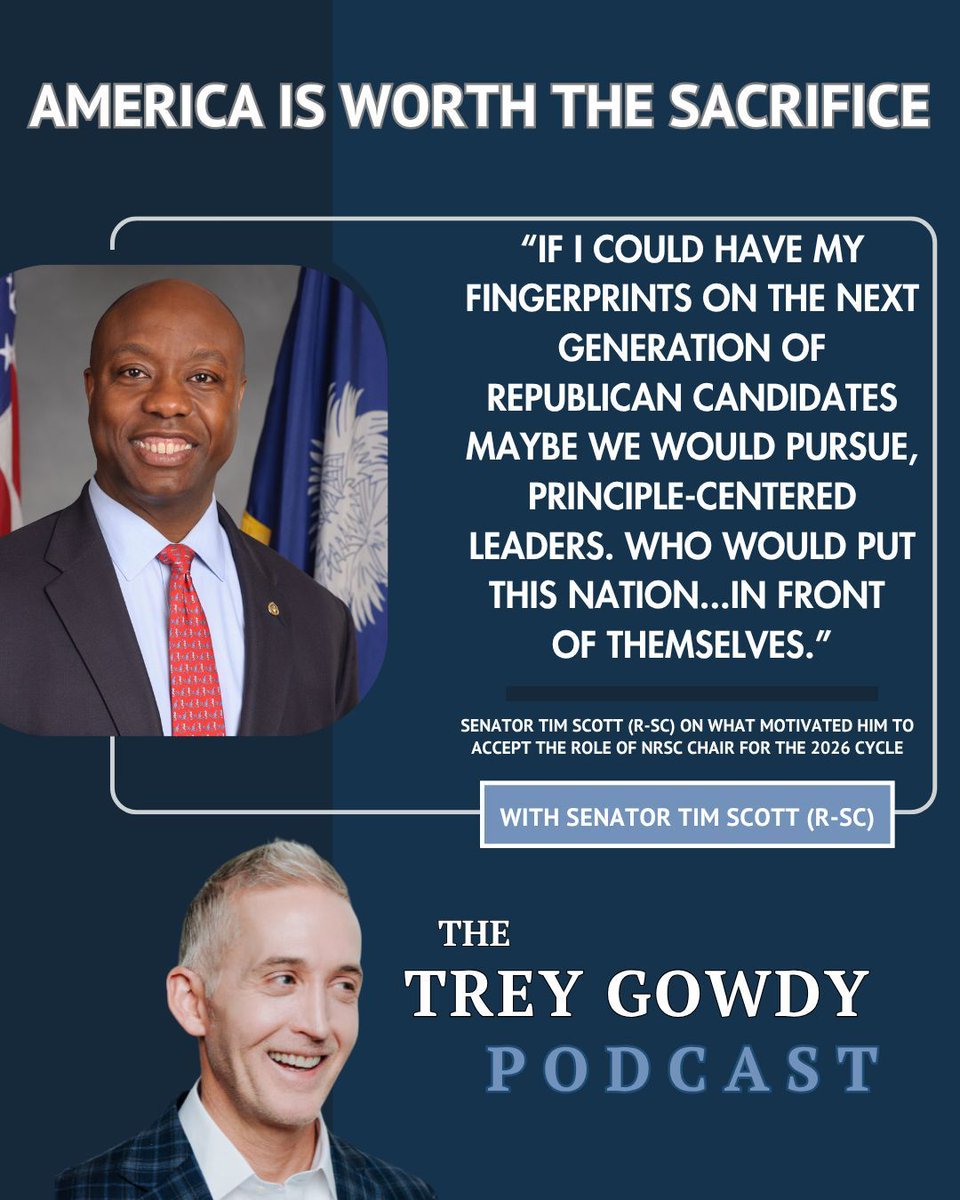 What motivated <a href="/SenatorTimScott/">Tim Scott</a> (R-SC) to take on the role of NRSC chair for the 2026 cycle? 

He joins @Tgowdysc to share his thoughts on the future of the Republican party. buff.ly/aY223Kh