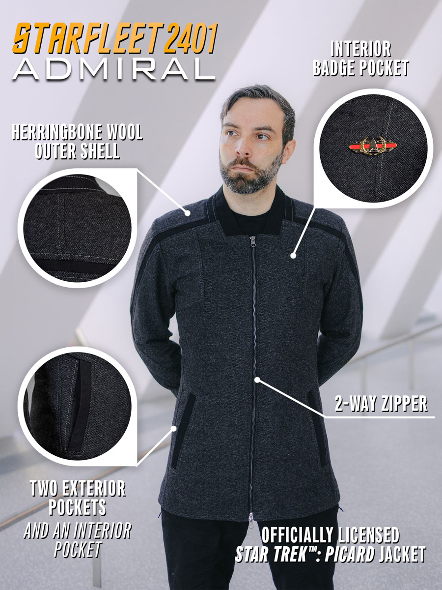 The Starfleet 2401 Admiral is designed for those who lead with confidence. 
A two-way zipper, wool outer shell, and interior badge pocket ensure it’s as practical as it is striking.

bit.ly/4jkh3st

#StarTrek #Admiral #Picard #Starfleet #VolanteDesign