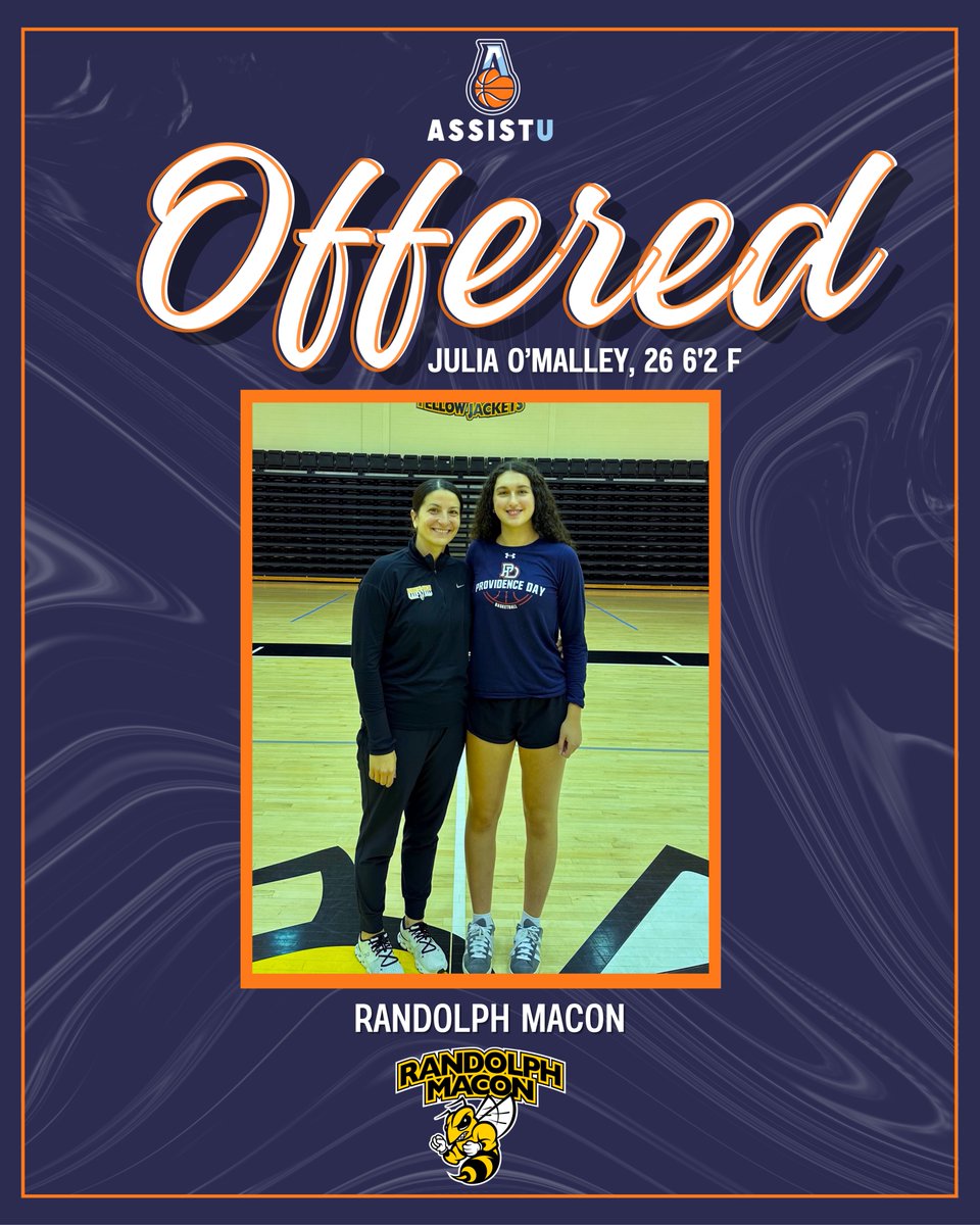 AssistU Recruiting (@assist_u_) on Twitter photo Congrats to 26 6'2 F <a href="/JuliaOMalley26/">Julia O’Malley</a> on earning her first offer from <a href="/RMCWBB/">Randolph-Macon Women's Basketball</a> !
Julia has great size & plays physical inside. She's stayed focused & determined - and she's now reaping the benefits!! First offer from a school who made it to the Sweet 16! Love it! <a href="/TeammackBball/">TeamMackBasketball</a> Congrats to 26 6'2 F <a href="/JuliaOMalley26/">Julia O’Malley</a> on earning her first offer from <a href="/RMCWBB/">Randolph-Macon Women's Basketball</a> !
Julia has great size & plays physical inside. She's stayed focused & determined - and she's now reaping the benefits!! First offer from a school who made it to the Sweet 16! Love it! <a href="/TeammackBball/">TeamMackBasketball</a>
