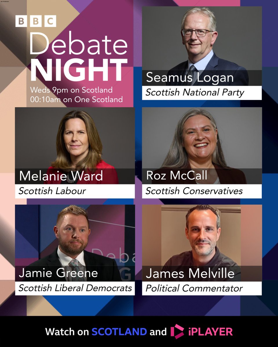 BBC Debate Night (@bbcdebatenight) on Twitter photo This week <a href="/StephenJardine/">Stephen Jardine</a> will be joined by <a href="/SeamusLoganMP/">Seamus Logan MP</a>, <a href="/melanie_ward/">Melanie Ward MP</a>, <a href="/RozMccall/">Roz McCall MSP</a>, <a href="/jamiegreeneUK/">Jamie Greene MSP</a>, and <a href="/JamesMelville/">James Melville 🚜</a>
Join #bbcdn on Weds 14th May from St Andrews
9pm on <a href="/BBCScotland/">BBC Scotland</a> and 00:10am on <a href="/BBCOne/">BBC One</a> Scotland
Apply to be in the audience: bbc.co.uk/send/u39873202 This week <a href="/StephenJardine/">Stephen Jardine</a> will be joined by <a href="/SeamusLoganMP/">Seamus Logan MP</a>, <a href="/melanie_ward/">Melanie Ward MP</a>, <a href="/RozMccall/">Roz McCall MSP</a>, <a href="/jamiegreeneUK/">Jamie Greene MSP</a>, and <a href="/JamesMelville/">James Melville 🚜</a>
Join #bbcdn on Weds 14th May from St Andrews
9pm on <a href="/BBCScotland/">BBC Scotland</a> and 00:10am on <a href="/BBCOne/">BBC One</a> Scotland
Apply to be in the audience: bbc.co.uk/send/u39873202