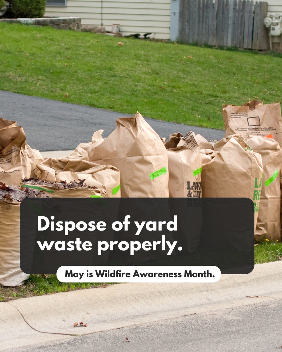 When conditions are dry, windy and favorable for potential wildfires, avoid burning leaves or debris. Instead, compost or use local yard waste services. #WildfireAwarenessMonth