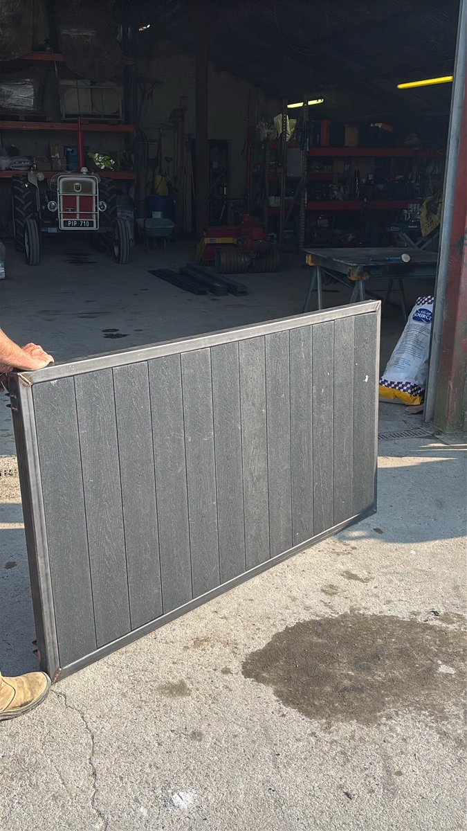 Engineering a pair of gates for a new entrance today. Composite board. Get it all cleaned and painted tomorrow. Will come up well