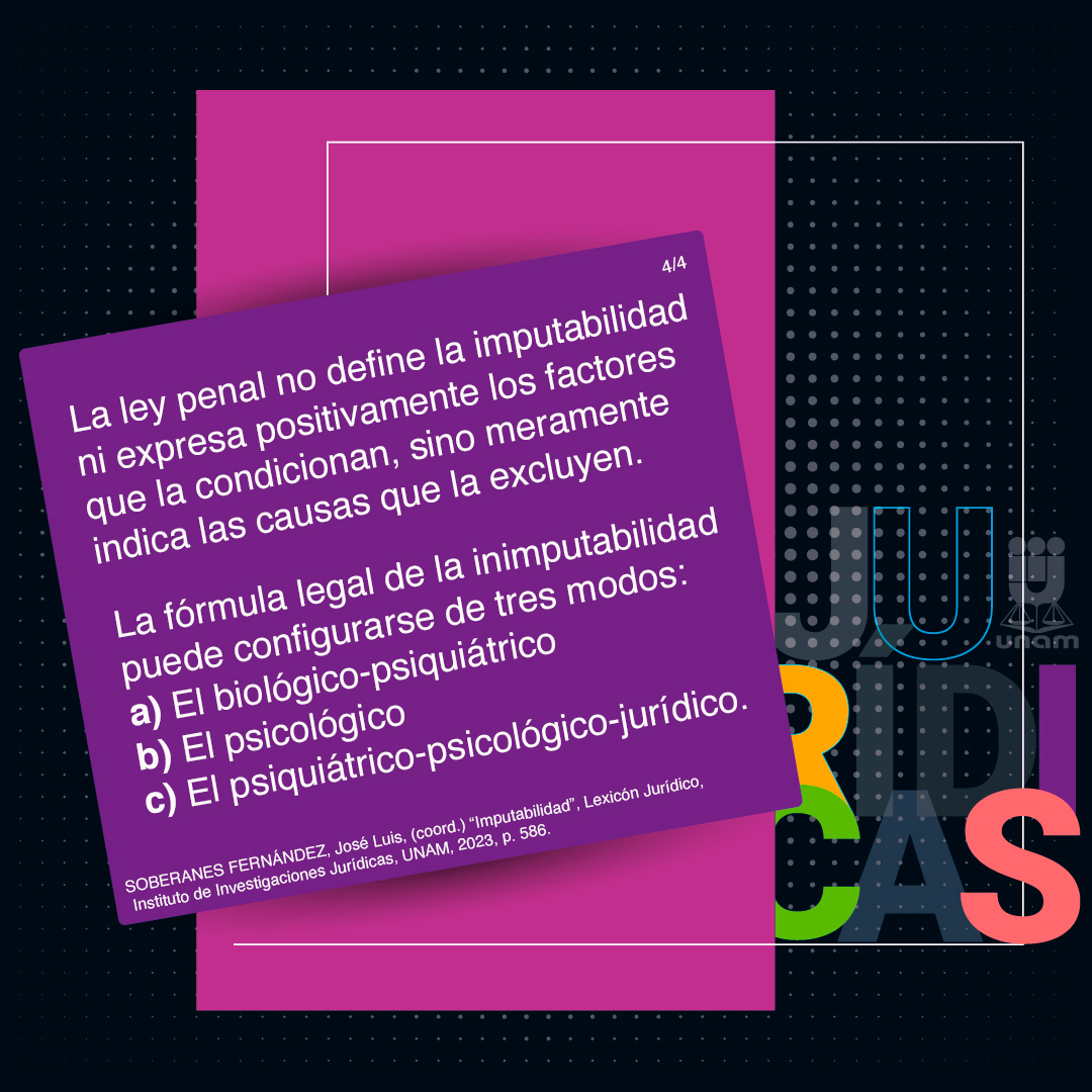 👉 En la rama penal la imputabilidad es la capacidad de una persona de comprender el carácter antijurídico de una acción u omisión.

🔎📚 Visita el #RepositorioUniversitarioIIJ para adentrarte en este concepto:
ru.juridicas.unam.mx/xmlui/handle/1…