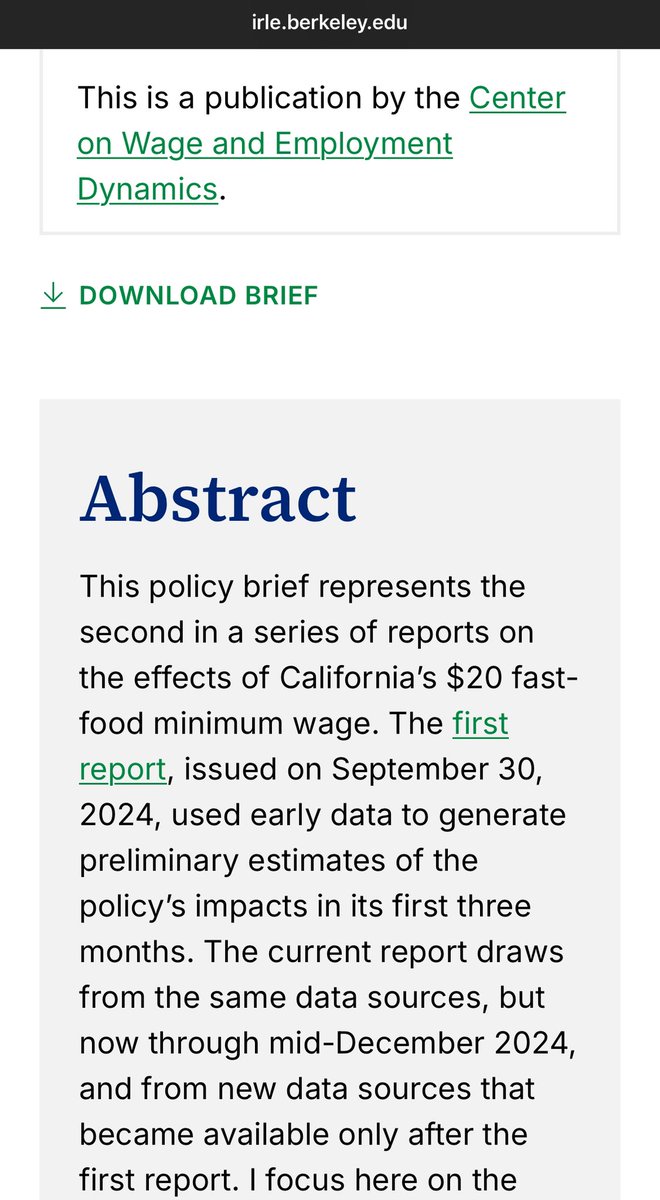 a $20/hr min wage in CA led to a wage "increase of 8 to 9 percent for workers...no negative effects on fast-food employment; and price increases of about 1.5 percentor about 6 cents on a four-dollar hamburger. fast-food establishments grew faster in CA than in the rest of the U.S
