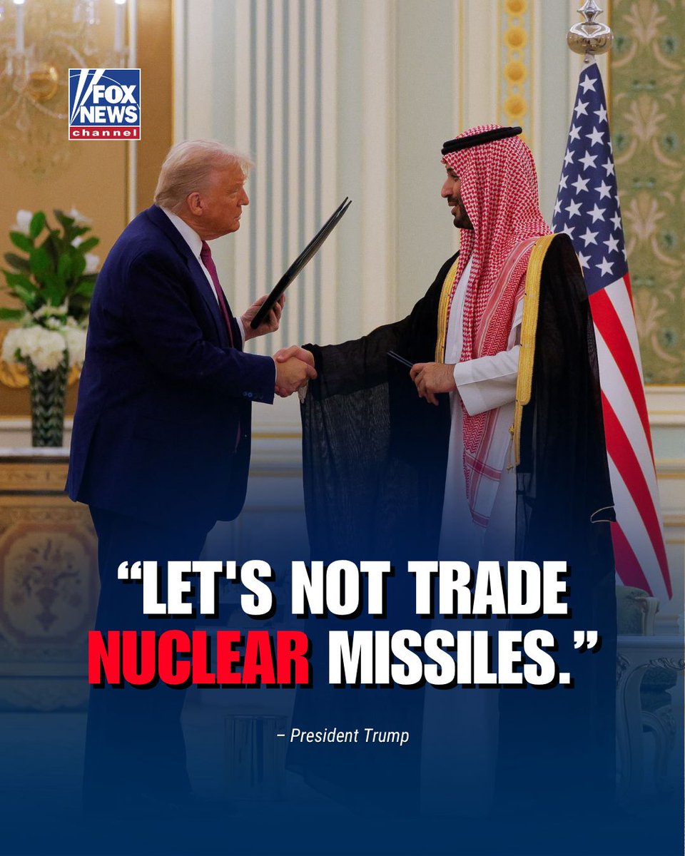 'FELLAS, COME ON': <a href="/realDonaldTrump/">Donald J. Trump</a>’s message to the world? Let’s trade goods, not missiles. While praising Saudi Arabia’s push for peace, he locked in a $600B deal that says: do business, not war.