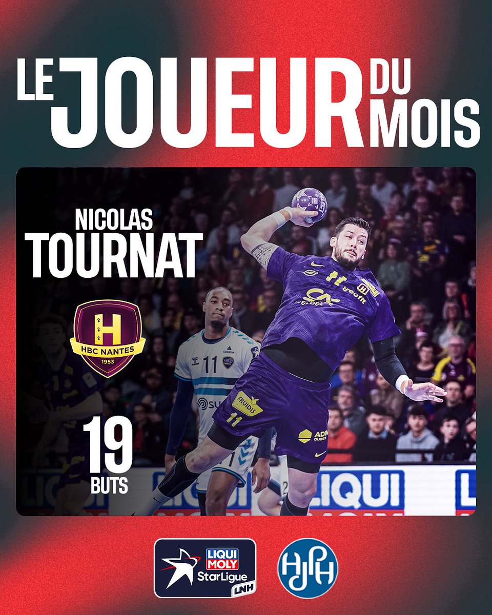 Nico Tournat est 𝗹𝗲 𝗷𝗼𝘂𝗲𝘂𝗿 𝗱𝘂 𝗺𝗼𝗶𝘀 d’avril en #LiquiMolyStraLigue !

Le pivot international du <a href="/HBCNantes/">HBCNantes</a> est justement récompensé, on lui souhaite de poursuivre à ce niveau jusqu’à Cologne 💪🏼🌟