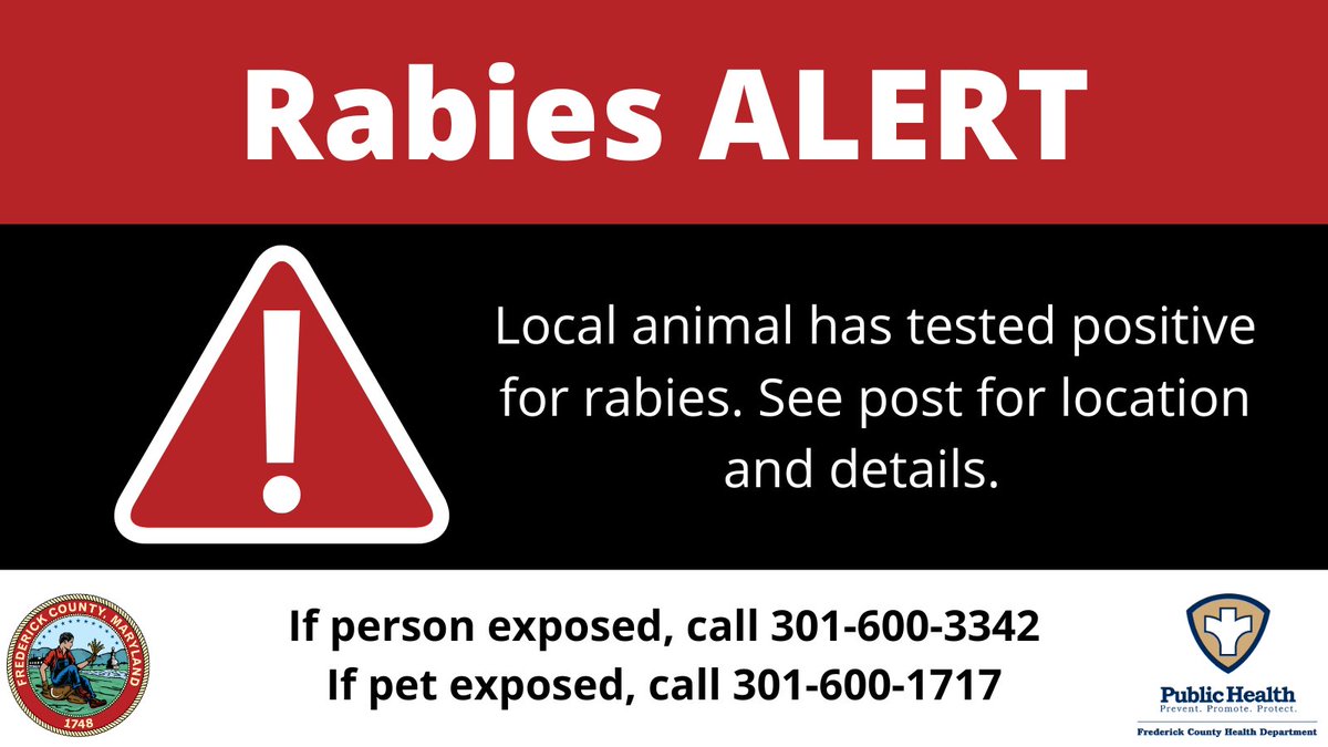 Cat near Old National Pike Park tests positive for rabies. Full press release: health.frederickcountymd.gov/DocumentCenter…