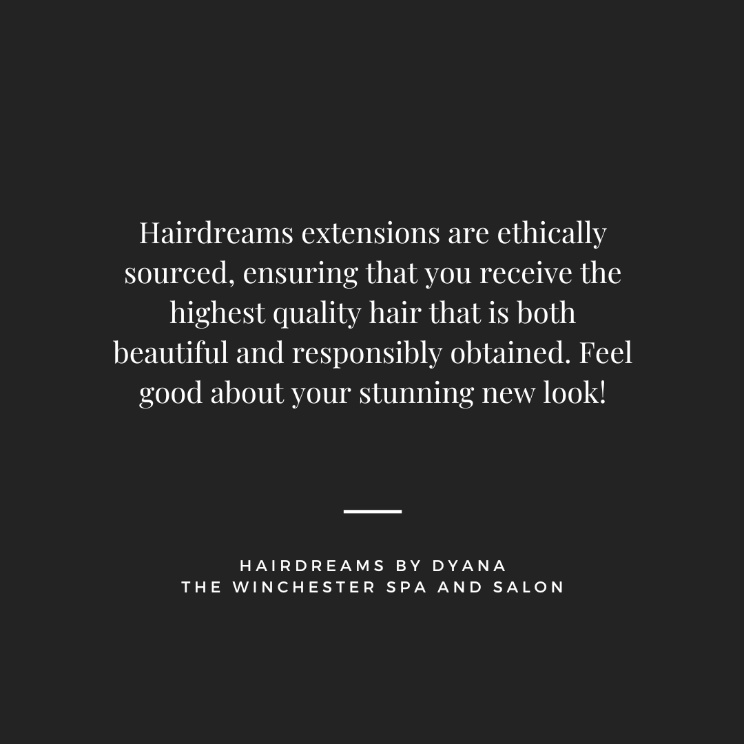 SpaWinchester's tweet photo. ✨ Experience the luxury of ethically sourced Hairdreams extensions. Each strand is hand-selected and responsibly obtained to ensure the highest quality and integrity. Feel confident knowing your gorgeous new look is as beautiful in origin as it is in appearance. https://t.co/LQF07qZtsN