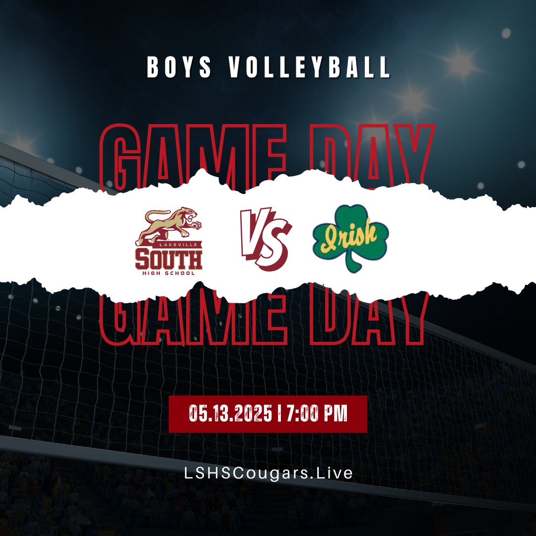 Boys volleyball at 7 PM — Lakeville South vs. Rosemount!
🎥 Livestream: LSHSCougars.Live

#LakevilleSouthCougars #RosemountIrish #MNPrepSports