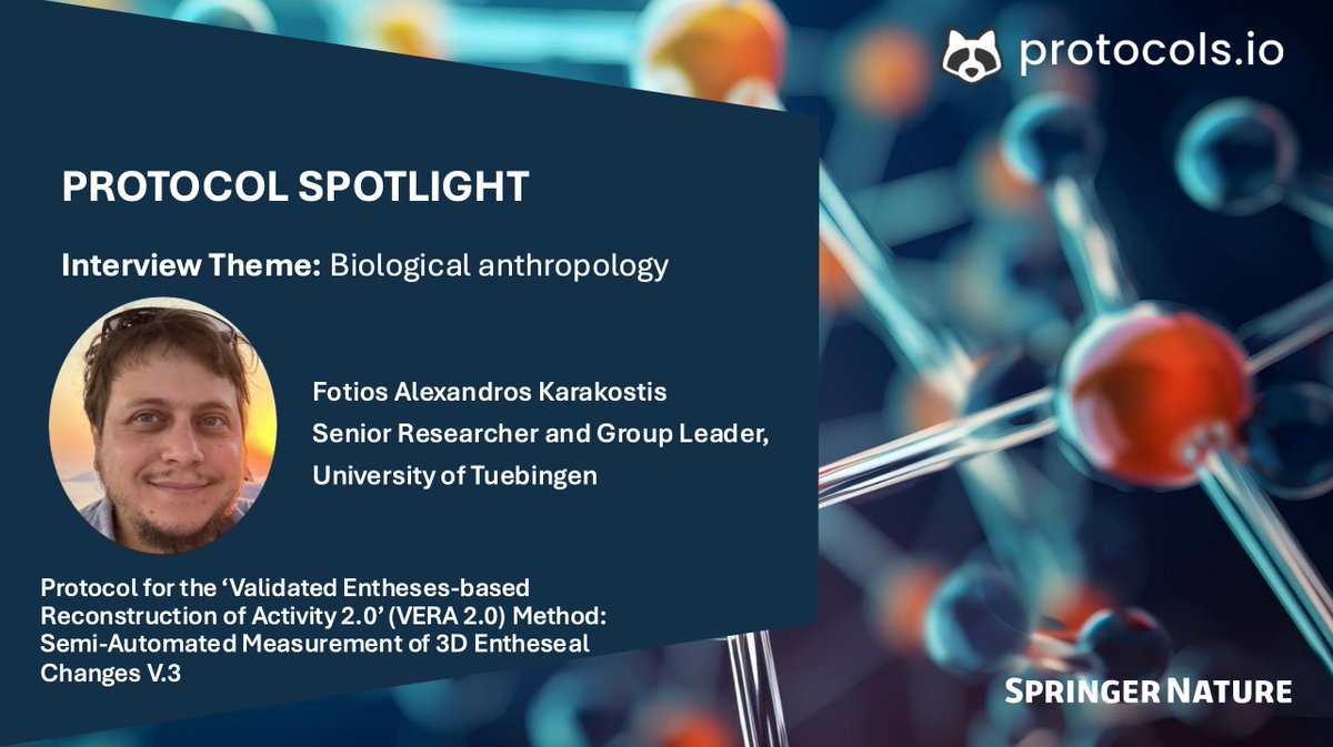 Spotlight interview with Fotios Alexandros Karakostis (<a href="/AlexKarakostis/">Alexandros Karakostis</a>) regarding his <a href="/PLOSONE/">PLOS One</a> Lab Protocol paper: "Introducing “Validated entheses-Based reconstruction of activity 2.0” (VERA 2.0): Semi-automated 3D analysis of bone surface changes."  …