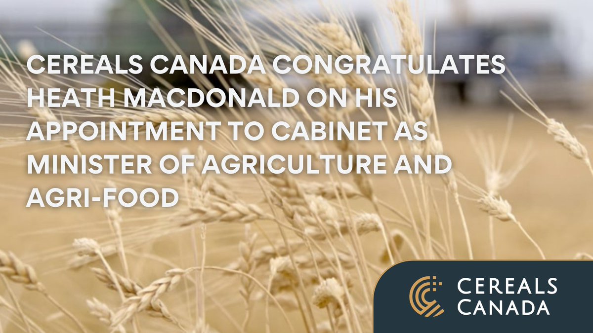 Cereals Canada (@cereals_canada) on Twitter photo Cereals Canada congratulates <a href="/CornwallHeath/">Heath MacDonald</a> on his appointment to Cabinet. We are committed to working collaboratively with Minister MacDonald and the federal government to ensure the long-term competitiveness and sustainability of Canada’s cereals industry. Cereals Canada congratulates <a href="/CornwallHeath/">Heath MacDonald</a> on his appointment to Cabinet. We are committed to working collaboratively with Minister MacDonald and the federal government to ensure the long-term competitiveness and sustainability of Canada’s cereals industry.
