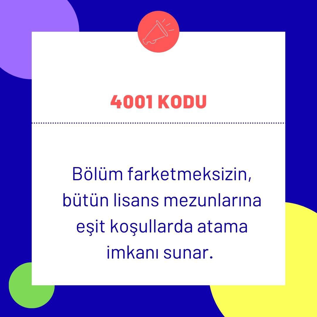 Yüksek puanla evine dönen gençler kamuya alınmak için 4001 alımlarını bekliyor bu talepler göz ardı edilmemeli
#Lisansa4BinBirŞart
<a href="/csbgovtr/">T.C. Çevre, Şehircilik ve İklim Dğş. Bakanlığı</a> <a href="/HMBakanligi/">T.C. Hazine ve Maliye Bakanlığı</a> <a href="/AvOzlemZengin/">Av. Özlem Zengin 🇹🇷</a> <a href="/MahinurOzdemir/">Mahinur Özdemir Göktaş</a> <a href="/mfatihkacir/">Mehmet Fatih KACIR</a>