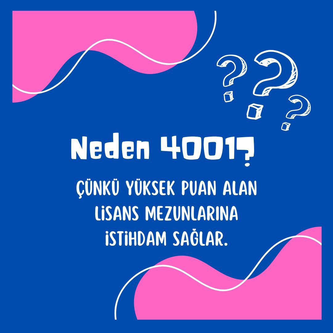 Tüm branşları kapsayan 4001 ile merkezi atama artmalı bu sayede her genç eşit şekilde yarışabilir
#Lisansa4BinBirŞart
@KYK_destek <a href="/isikhanvedat/">Prof. Dr. Vedat Işıkhan</a> <a href="/RTErdogan/">Recep Tayyip Erdoğan</a> <a href="/drmemisoglu/">Prof. Dr. Kemal Memişoğlu</a> <a href="/omerbolatTR/">Prof. Dr. Ömer Bolat</a>
