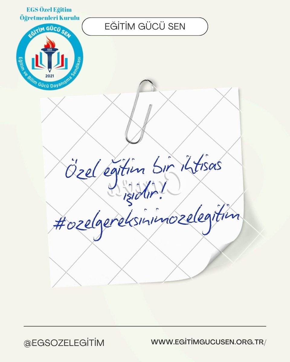 Eğitim Gücü Sen Özel Eğitim Öğretmenleri Kurulu (@egsozelegitim) on Twitter photo Özel eğitim bir ihtisas işidir.
Branş dışı görevlendirmelerle değil, alanında uzman öğretmenlerle yol alınmalı.
Çocukların hakkı, eğitimin niteliği, mesleğimizin itibarı için;
Geçici değil, kalıcı çözümler.
<a href="/oguzozat/">Oğuz ÖZAT</a> <a href="/ismailAkdag80/">İsmail Akdağ</a>
<a href="/sinmozcan/">Sinem Akşemsettinoğlu</a> <a href="/resulpartici1/">Resul Partici</a>
<a href="/OrkideKepekci/">Orkide Kepekçi</a> Özel eğitim bir ihtisas işidir.
Branş dışı görevlendirmelerle değil, alanında uzman öğretmenlerle yol alınmalı.
Çocukların hakkı, eğitimin niteliği, mesleğimizin itibarı için;
Geçici değil, kalıcı çözümler.
<a href="/oguzozat/">Oğuz ÖZAT</a> <a href="/ismailAkdag80/">İsmail Akdağ</a>
<a href="/sinmozcan/">Sinem Akşemsettinoğlu</a> <a href="/resulpartici1/">Resul Partici</a>
<a href="/OrkideKepekci/">Orkide Kepekçi</a>