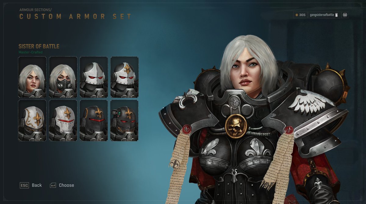 GangSororitas's tweet photo. Ladies and gentlemen...

A fan-concept art piece of a Sister of Battle class in Space Marine 2!!

Designed by the incredible @/tascaskeleton.art on IG and myself! (1/4) https://t.co/ZLgQBqgPsz