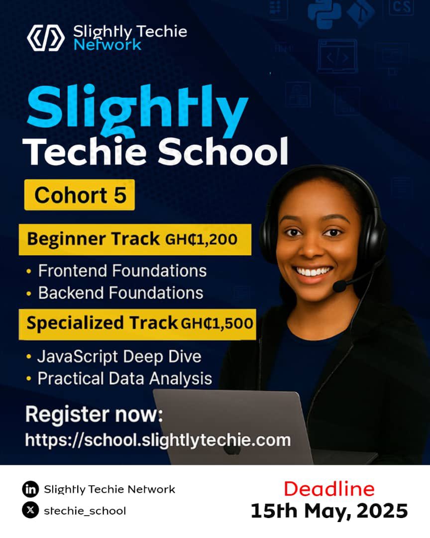 Admission still ongoing. Share with others. Retweet. Sign up!

school.slightlytechie.com