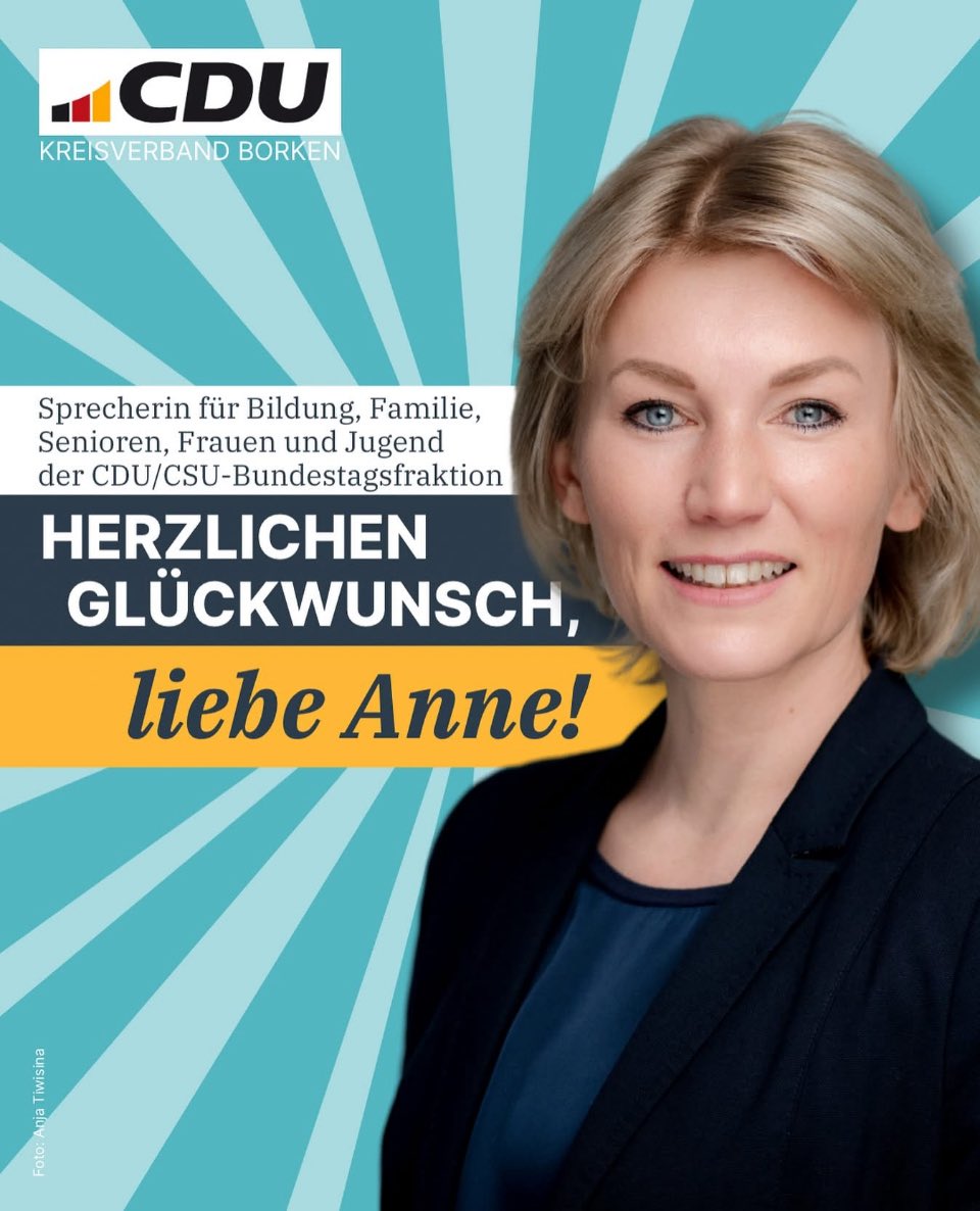 MJasper 🇺🇦🇮🇱 (@dinkelass) on Twitter photo Glückwunsch 🎉 liebe <a href="/AnneKoenig_/">Anne König</a> zu 96,2% Zustimmung und alles Gute 🍀 für die neue Aufgabe in der <a href="/cducsubt/">CDU·CSU</a> - Fraktion <a href="/CDU/">CDU Deutschlands</a> #bildung #familie Glückwunsch 🎉 liebe <a href="/AnneKoenig_/">Anne König</a> zu 96,2% Zustimmung und alles Gute 🍀 für die neue Aufgabe in der <a href="/cducsubt/">CDU·CSU</a> - Fraktion <a href="/CDU/">CDU Deutschlands</a> #bildung #familie