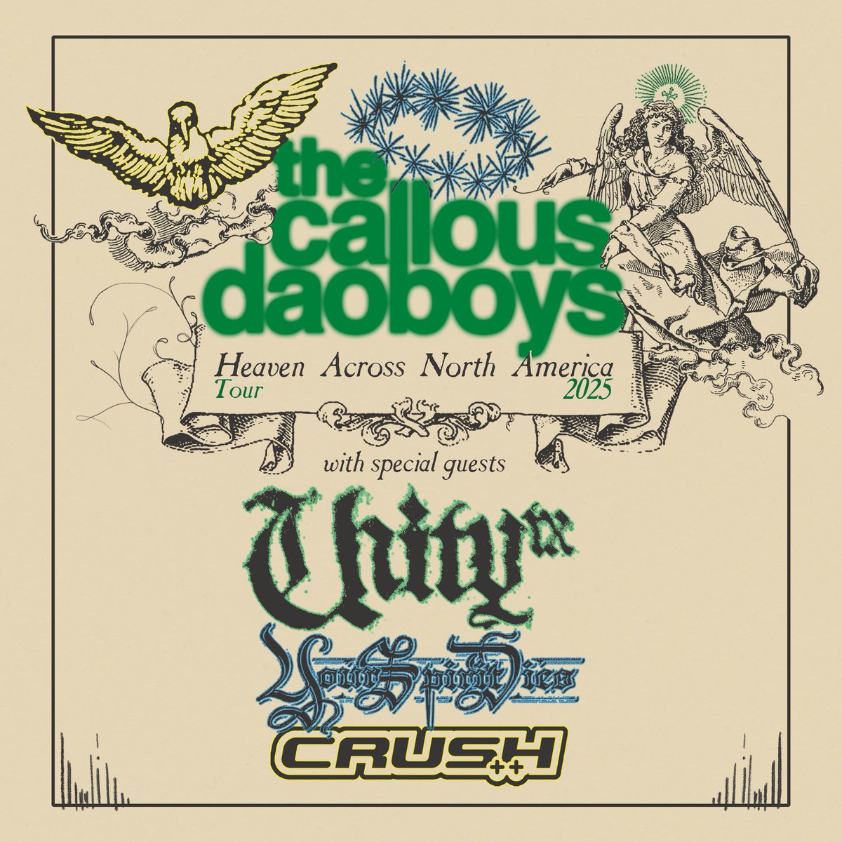 Legacy Concerts (@legacyconcerts) on Twitter photo JUST ANNOUNCED: <a href="/callousdaoboys/">The Callous Daoboys</a> with special guests <a href="/UNITYTX/">LiL UNITYTX🤘🏾🗯</a>, <a href="/yourspiritdies/">YOUR SPIRIT DIES</a> and Crush++
9/25 - Kansas City - <a href="/TheRinoKC/">The Rino</a>
9/27 - Indianapolis - <a href="/hoosierdome317/">Hoosier Dome</a>
10/10 - Nashville - <a href="/EndNashville/">The End</a>
Tickets on sale Friday, May 16th at 10AM at legacyconcerts.co JUST ANNOUNCED: <a href="/callousdaoboys/">The Callous Daoboys</a> with special guests <a href="/UNITYTX/">LiL UNITYTX🤘🏾🗯</a>, <a href="/yourspiritdies/">YOUR SPIRIT DIES</a> and Crush++
9/25 - Kansas City - <a href="/TheRinoKC/">The Rino</a>
9/27 - Indianapolis - <a href="/hoosierdome317/">Hoosier Dome</a>
10/10 - Nashville - <a href="/EndNashville/">The End</a>
Tickets on sale Friday, May 16th at 10AM at legacyconcerts.co