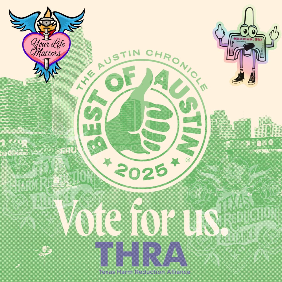 TexasHRA's tweet image. We are proud to be finalists for Best of Austin 2025!
Important Dates & Information:
Round 2 Finalist Voting: May 8–19
Support THRA by voting:
Best Volunteer Experience: buff.ly/QQOpH6z
Grassroots/Political Org: buff.ly/2dQNsDV
