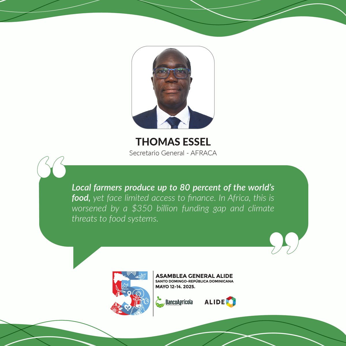 📢 #ALIDE55 🌾🌍 | Thomas Essel, Secretary General of <a href="/AfracaNews/">AFRACA Secretariat</a>, highlighted the urgent need to improve access to finance for rural and agricultural producers. Strengthening these ecosystems is essential to ensure food security and resilience across regions. 💡🤝