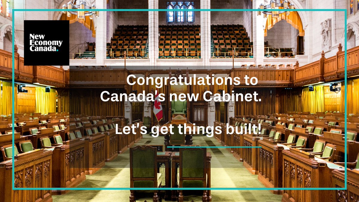 New Economy Canada and our members congratulate all cabinet ministers on their swearing in today!

At this important time for Canada, we look forward to working with the federal government as we look to make our economy stronger and #GetThingsBuilt