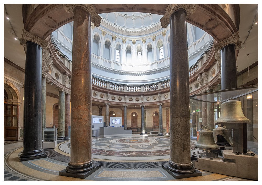 The rotunda of the National Museum, Kildare St., 1885-90, by T.N. &amp; T.M. Deane. 

Designed &amp; constructed to educate the public about Irish geology, it features native #polychromatic marbles from every province, especially in this wonderful space.

#Dublin #Ireland #Architecture