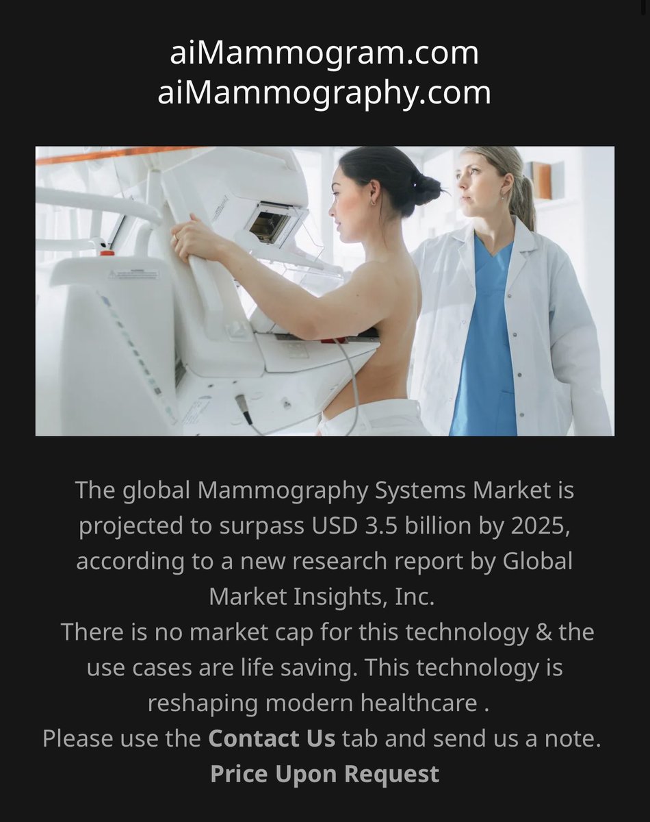 For Sale: aiMammogram.com
A high-impact domain for AI-driven breast cancer detection. Perfect for startups, imaging tech companies, or research initiatives focused on diagnostic innovation.
Shape the future of women’s health.
#AI 
DM for details. Price upon request.