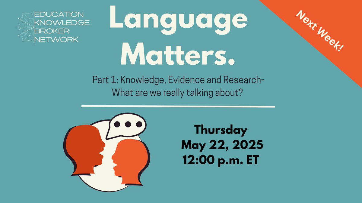 EdKnowledBroker's tweet image. In this webinar, we interrogate the language we often take for granted–language such as knowledge, evidence &amp;amp; research. Featuring the experiences of practicing #knowledgebrokers, join us for a compelling webinar on the importance of language. Register: Network.short.gy/K_E&amp;amp;R