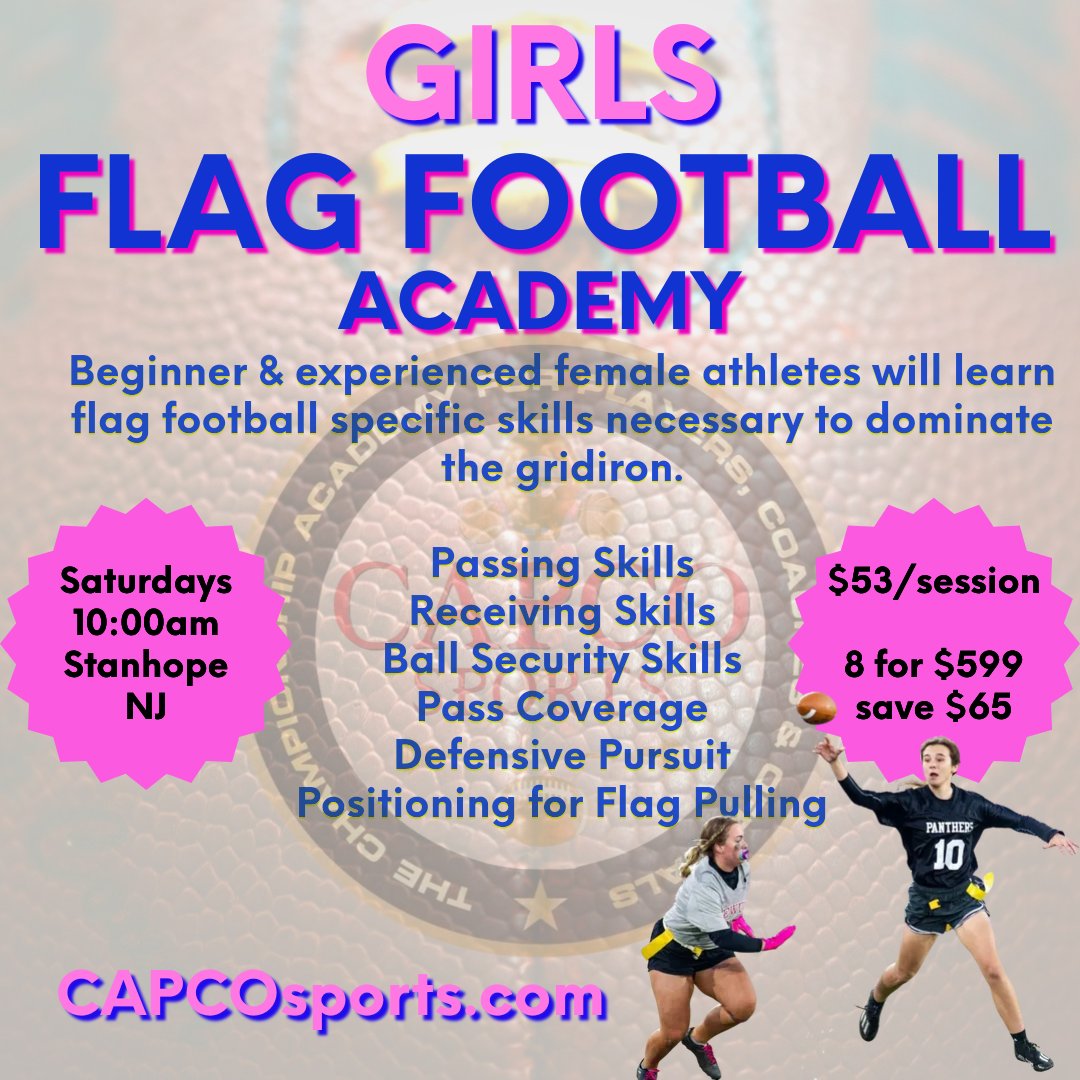 Welcome to the Girls Flag Football Academy. We empower young female athletes to excel in this exhilarating sport! Our expert coaches provide top-notch training in a fun &amp; supportive environment, helping girls develop their skills, teamwork &amp; confidence. CAPCOsports.com
