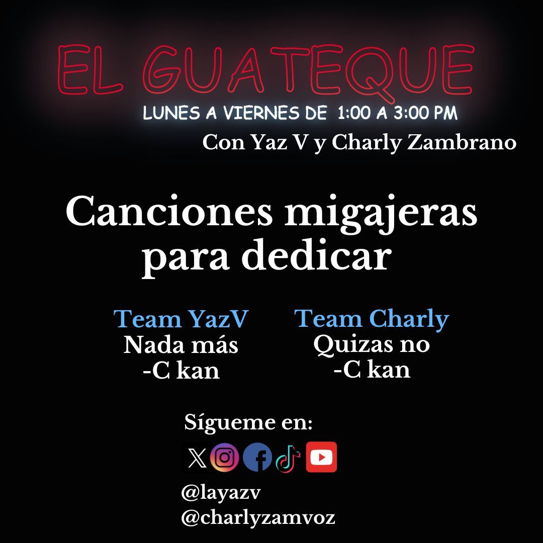charlyzamvoz's tweet image. Martes y en #ElGuateque vamos a hablar de #canciones migajeras para dedicar

Los leemos @layazv y yo máxim@s❤️

Tenemos una #cena para 2 en @Atarashi33 pases  #Sealand 
Y botella de #TequilaGrandLove

Presentado por @Electrolit  @Megacable en @MAXIMA1067FM 
#Radioramadeoccidente