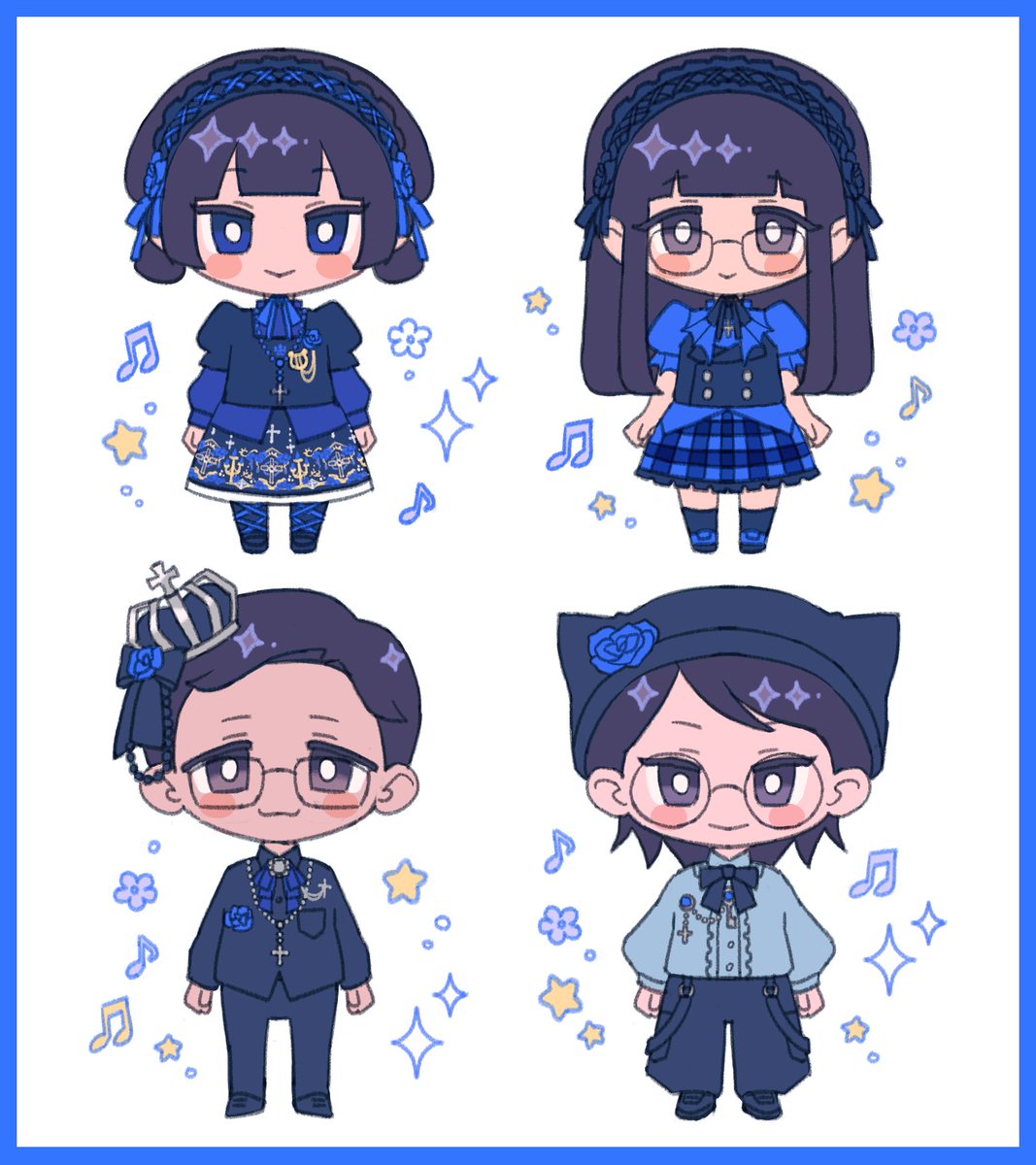 marcherabbit_'s tweet photo. drew my friends' outfits from the ado concert last week 💙 https://t.co/1D96lbu945