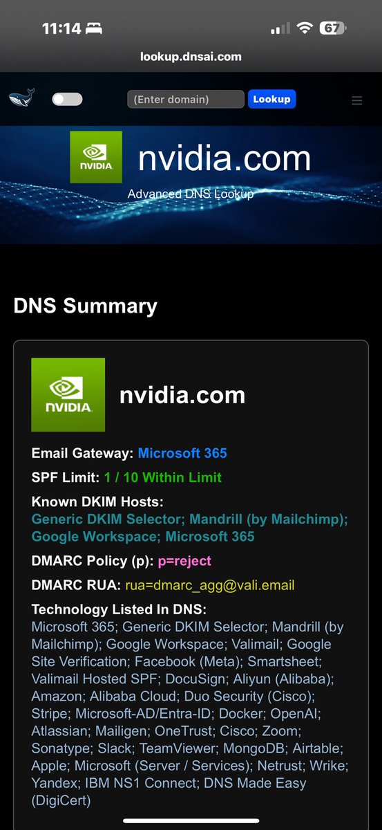 Michael_4N6's tweet image. Last week I pushed an update for DNSai.com

My advanced DNS lookup module lookup.dnsai.com now provides an SPF inclusion and nested inclusion count. The DNS record results UI layout has also been improved.