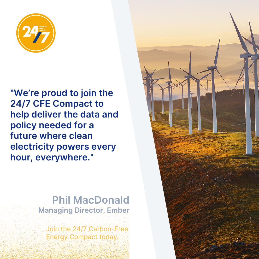 🌍🔌With data and policy at the forefront, <a href="/ember_energy/">Ember</a> is helping shape a future where clean electricity powers every hour, everywhere. 🌱

⚡#GoCarbonFree with the 24/7 Carbon-Free Energy Compact. 

Learn how to join: gocarbonfree247.com/how-to-join/ 

<a href="/SEforALLorg/">Sustainable Energy for All | #SDG7BeBold</a>