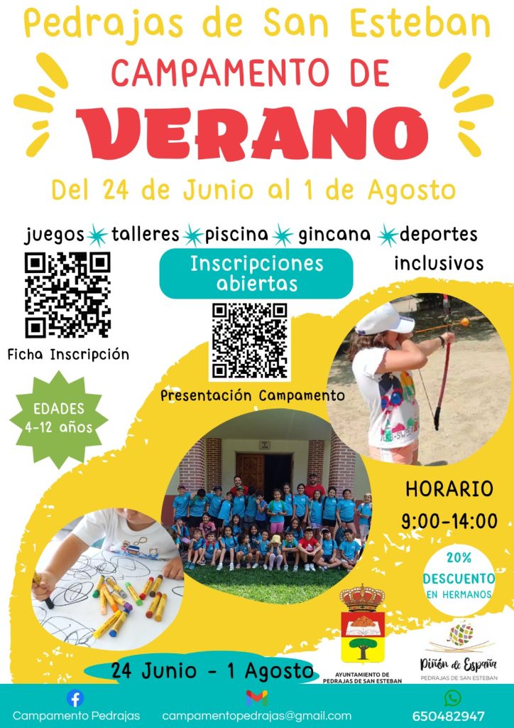 Centro de Cultura (@culturapedrajas) on Twitter photo ⛺️Campamento Urbano 2025⛺️
🗓️Del 24 de junio al 1 de agosto.
⌚️de 9 a 14h.
➡️Edades: de 4 a 12 años.👧👦
Más información en 👉pedrajas.es/campamento-de-…
#ElPiñóndeEspaña
#VenTeEstamosEsperando
<a href="/AytoPedrajas/">Ayto de Pedrajas</a> ⛺️Campamento Urbano 2025⛺️
🗓️Del 24 de junio al 1 de agosto.
⌚️de 9 a 14h.
➡️Edades: de 4 a 12 años.👧👦
Más información en 👉pedrajas.es/campamento-de-…
#ElPiñóndeEspaña
#VenTeEstamosEsperando
<a href="/AytoPedrajas/">Ayto de Pedrajas</a>