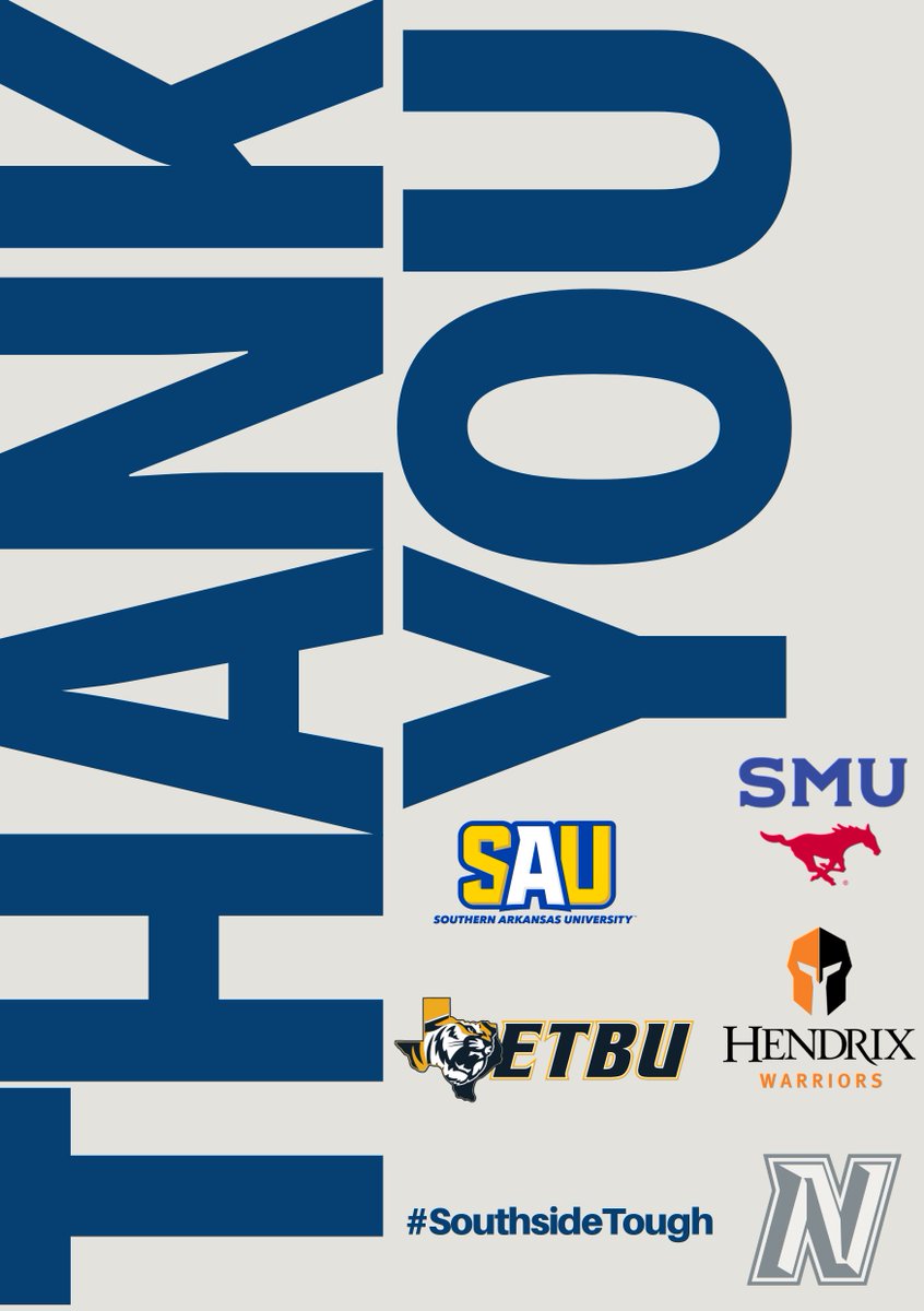 Nimitz Football (@nimitzfootball3) on Twitter photo Huge thank you to <a href="/muleriders/">Southern Arkansas University</a> <a href="/HendrixFootball/">#WeAreWarriors</a> <a href="/SMUFB/">SMU Football</a> <a href="/ETBU_Football/">ETBU Football</a> for coming out to see our athletes.
So great to have out Southern Arkansas, Hendrix College, SMU, and East Texas Baptist University out this week during Spring Ball!
<a href="/jevon_woolfolk/">jevon woolfolk</a> <a href="/5ivestarkey/">Kesean Price</a> Huge thank you to <a href="/muleriders/">Southern Arkansas University</a> <a href="/HendrixFootball/">#WeAreWarriors</a> <a href="/SMUFB/">SMU Football</a> <a href="/ETBU_Football/">ETBU Football</a> for coming out to see our athletes.
So great to have out Southern Arkansas, Hendrix College, SMU, and East Texas Baptist University out this week during Spring Ball!
<a href="/jevon_woolfolk/">jevon woolfolk</a> <a href="/5ivestarkey/">Kesean Price</a>