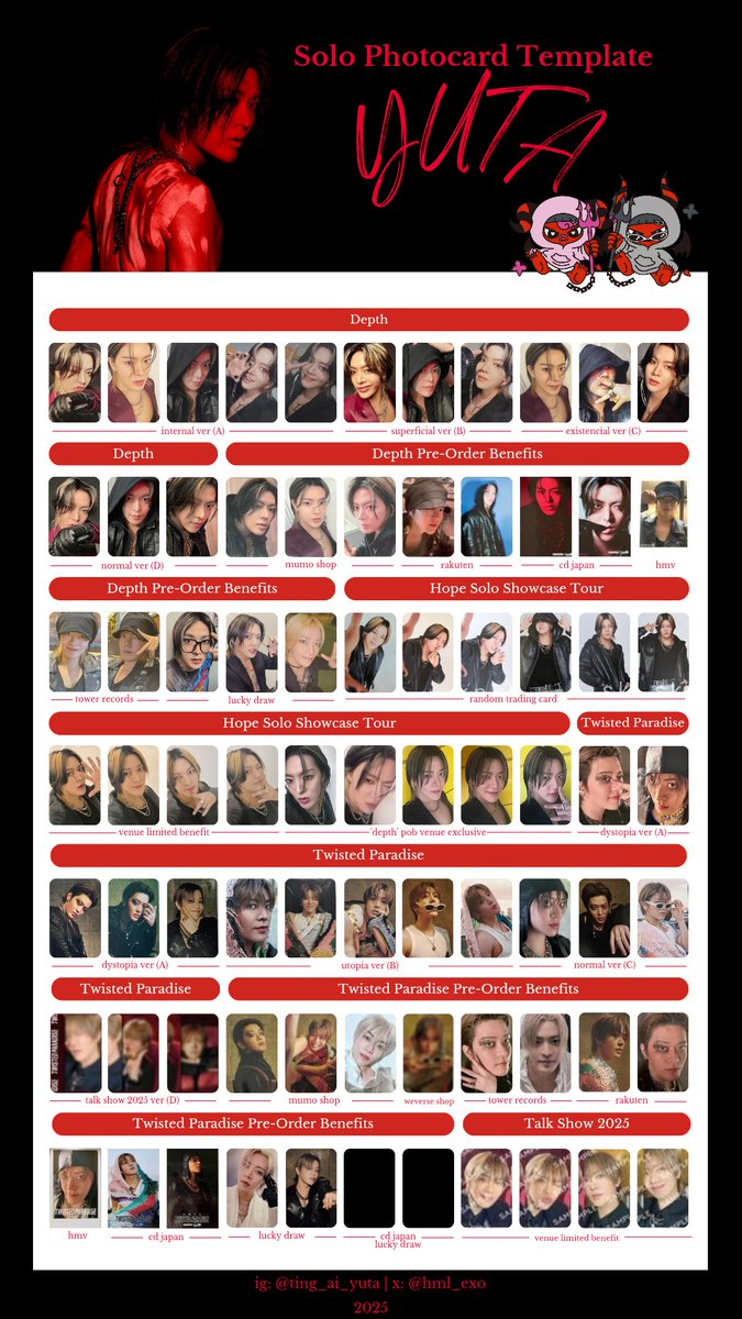 YUTA NAKAMOTO | 中本悠太(NCT 127) SOLO PHOTOCARDS TEMPLATE