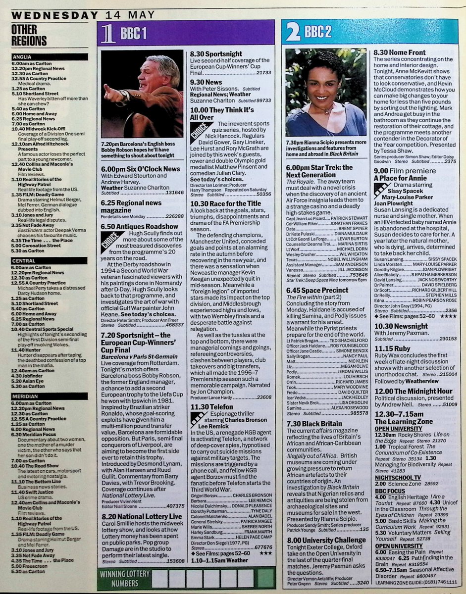 TvDidYouSee's tweet image. #OnThisDay 14 May 1997 📺TV Listings
RUBY is a new thrice weekly chat show from #RubyWax.
#JulianClary guests on THEY THINK IT&apos;S ALL OVER.
#TonySlattery with TIBS AND FIBS.
#SeanBean in a new episode of SHARPE.
Jack is the lifesaver landlord in #CoronationStreet.